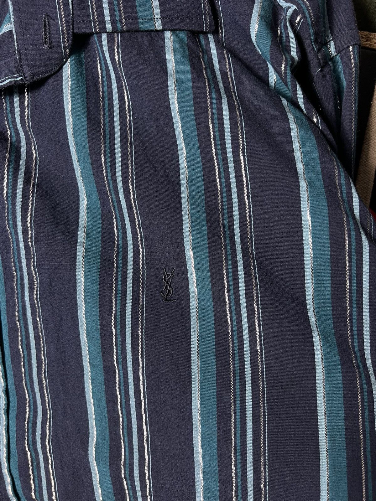 Yves Saint Laurent Yves Saint Laurent YSL Striped Button Up Shirt Navy Cotton Size US L / EU 52-54 / 3 - 5 Thumbnail
