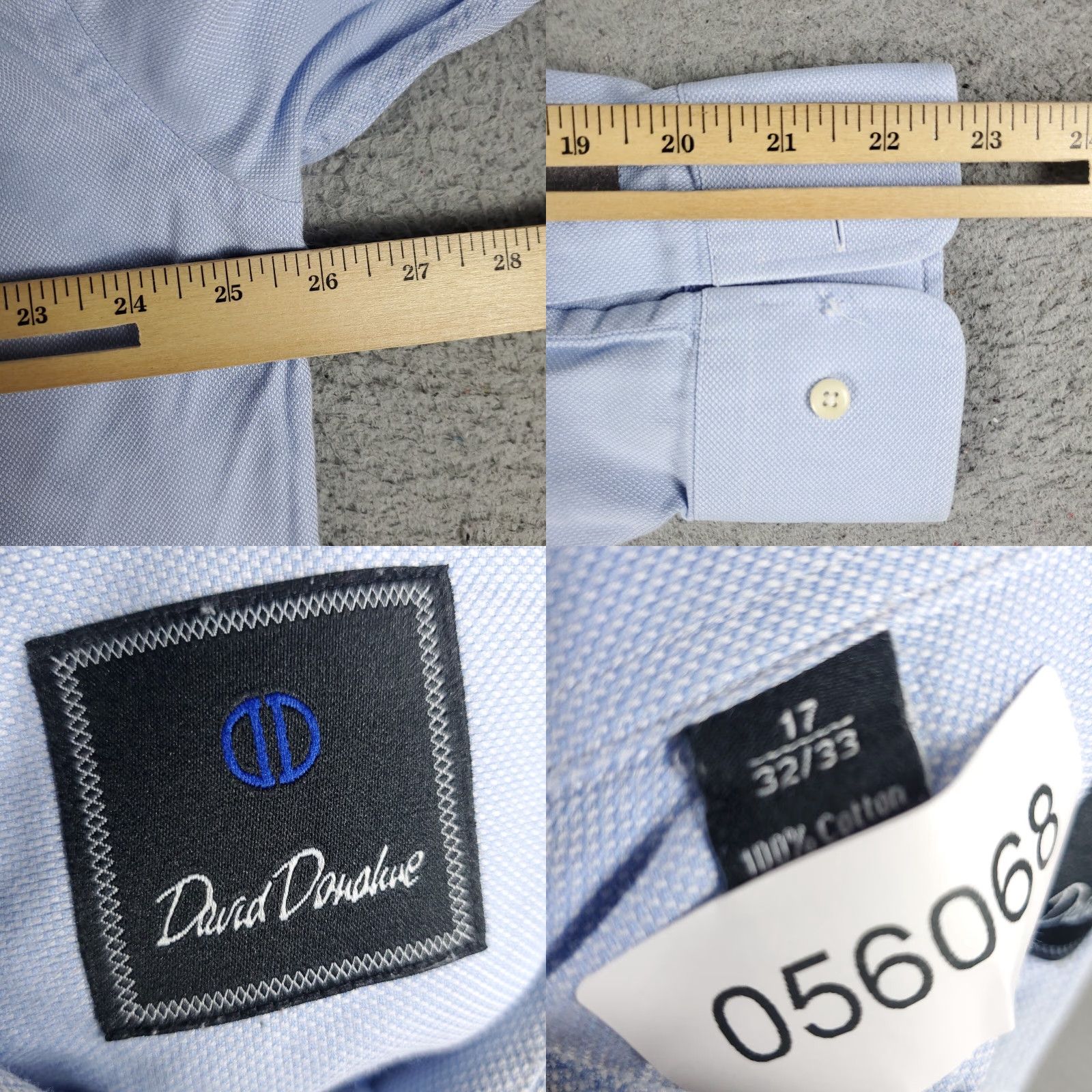 David Donahue David Donahue Dress Shirt Mens Size 17 Blue Solid Long Sleeve Button Up Modern Size 46R - 8 Thumbnail