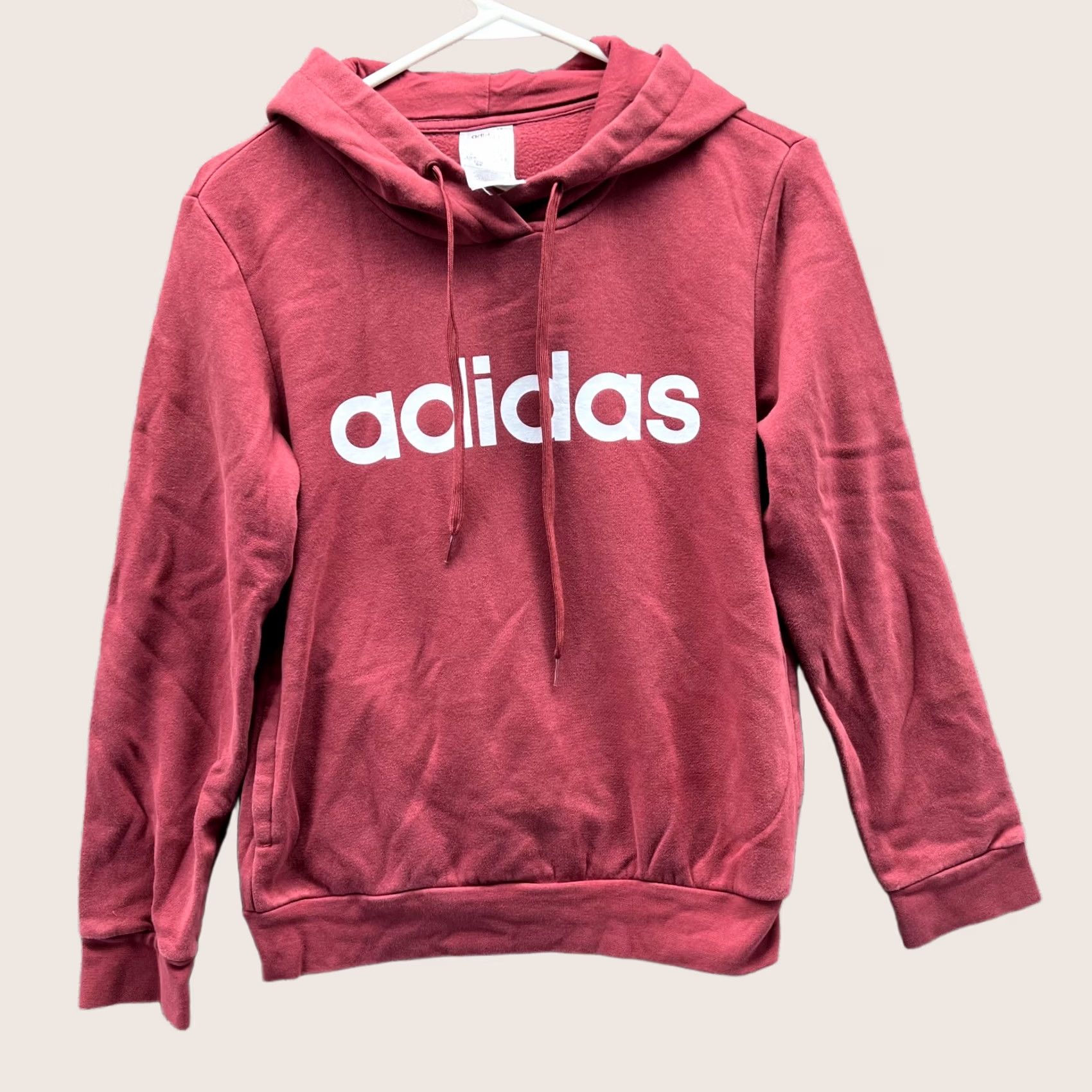 Adidas Adidas Hoodie Womens Small Red Pullover Fleece Logo Sweatshirt Spell Out Trefoil Size S / US 4 / IT 40 - 1 Thumbnail