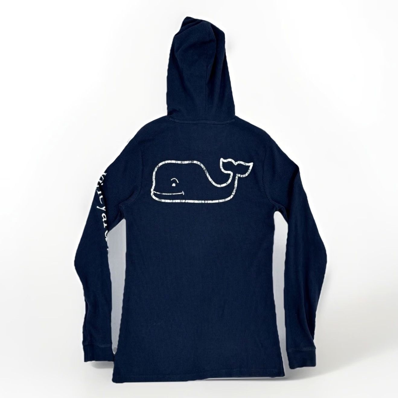 Vineyard Vines Vineyard Vines Women's Hoodie XS Navy Blue Thermal Waffle Knit Pullover Logo Fall Winter Size XS / US 0-2 / IT 36-38 - 3 Thumbnail