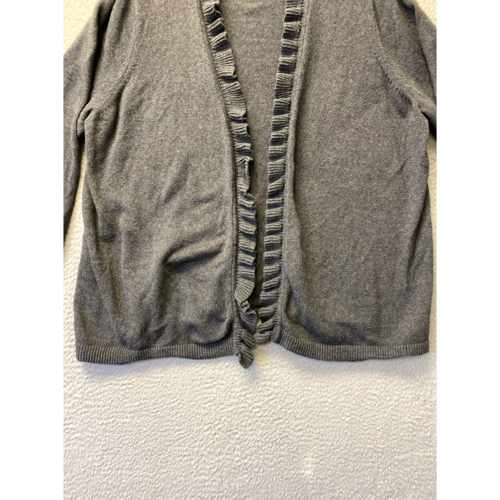 Lands' End Lands' End Cardigan Sweater Women 3XL Gray Mock Neck Long Sleeve Knit Full Zip Wool Cotton Nylon Fair Isle Seasonal Fall Winter Spring Womens Size XXL / US 16-18 / IT 52-54 - 2 Thumbnail