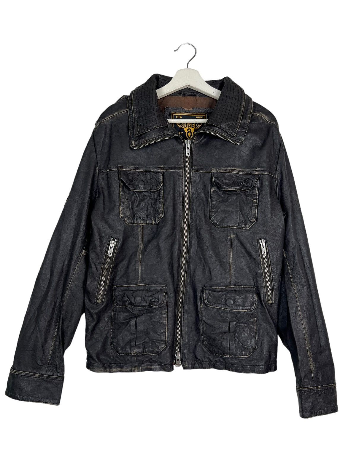 Superdry 🔥 SUPERDRY 8 RIDER MOTOB LEATHER JACKET Size US L / EU 52-54 / 3 - 1 Thumbnail