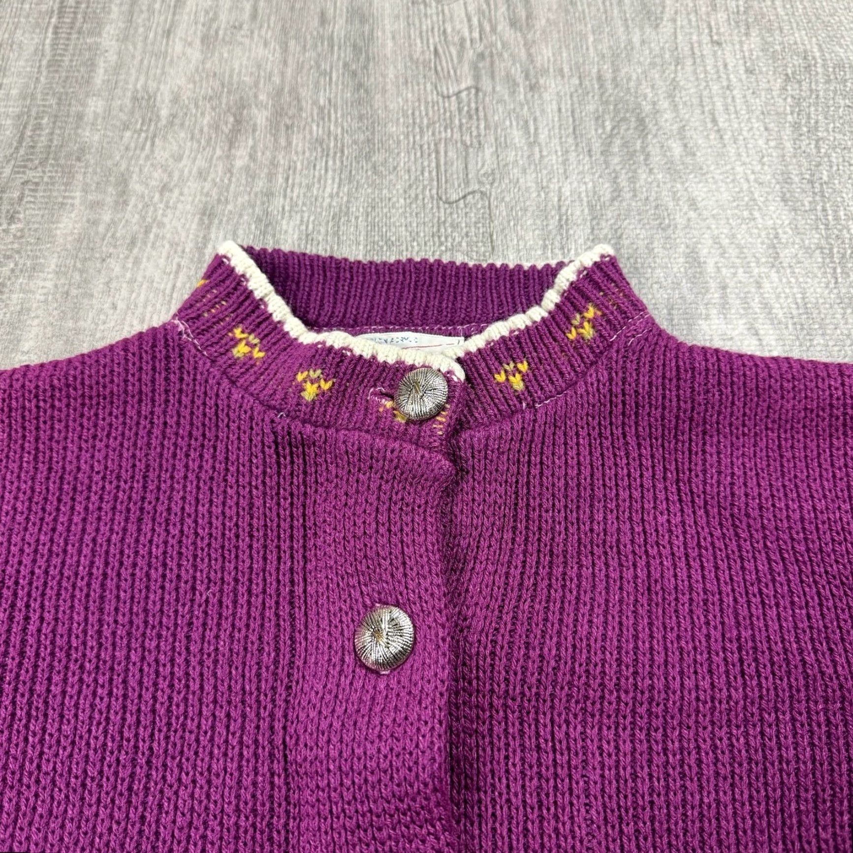 Vintage VINTAGE Marisa Christina Womens Cardigan Sweater Floral Knit Button Size S Purple 70s Size S / US 4 / IT 40 - 2 Thumbnail