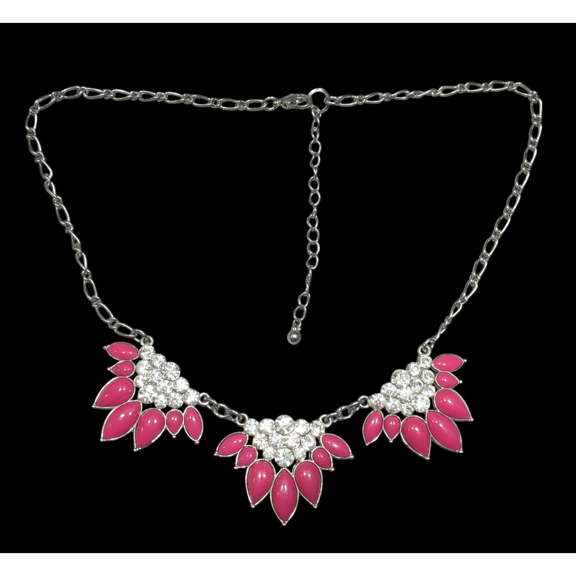 Other Y2K Floral Glam Pink And Silver Tone Statement Necklace Size ONE SIZE - 1 Thumbnail