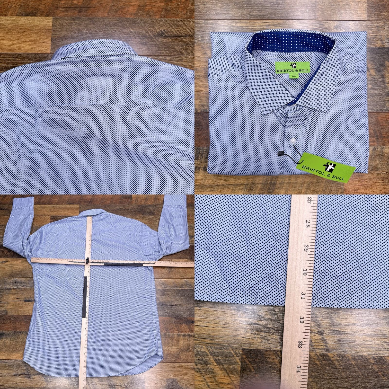 Vintage Bristol & Bull Shirt Mens Large 16.16.5 Blue Button Up New Size US L / EU 52-54 / 3 - 8 Thumbnail