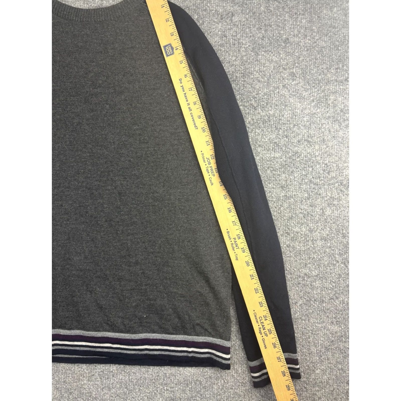 J Brand Good Man Brand Sweater Mens Large Gray Navy Merino Wool Pullover Crewneck Stripe Size US L / EU 52-54 / 3 - 4 Thumbnail