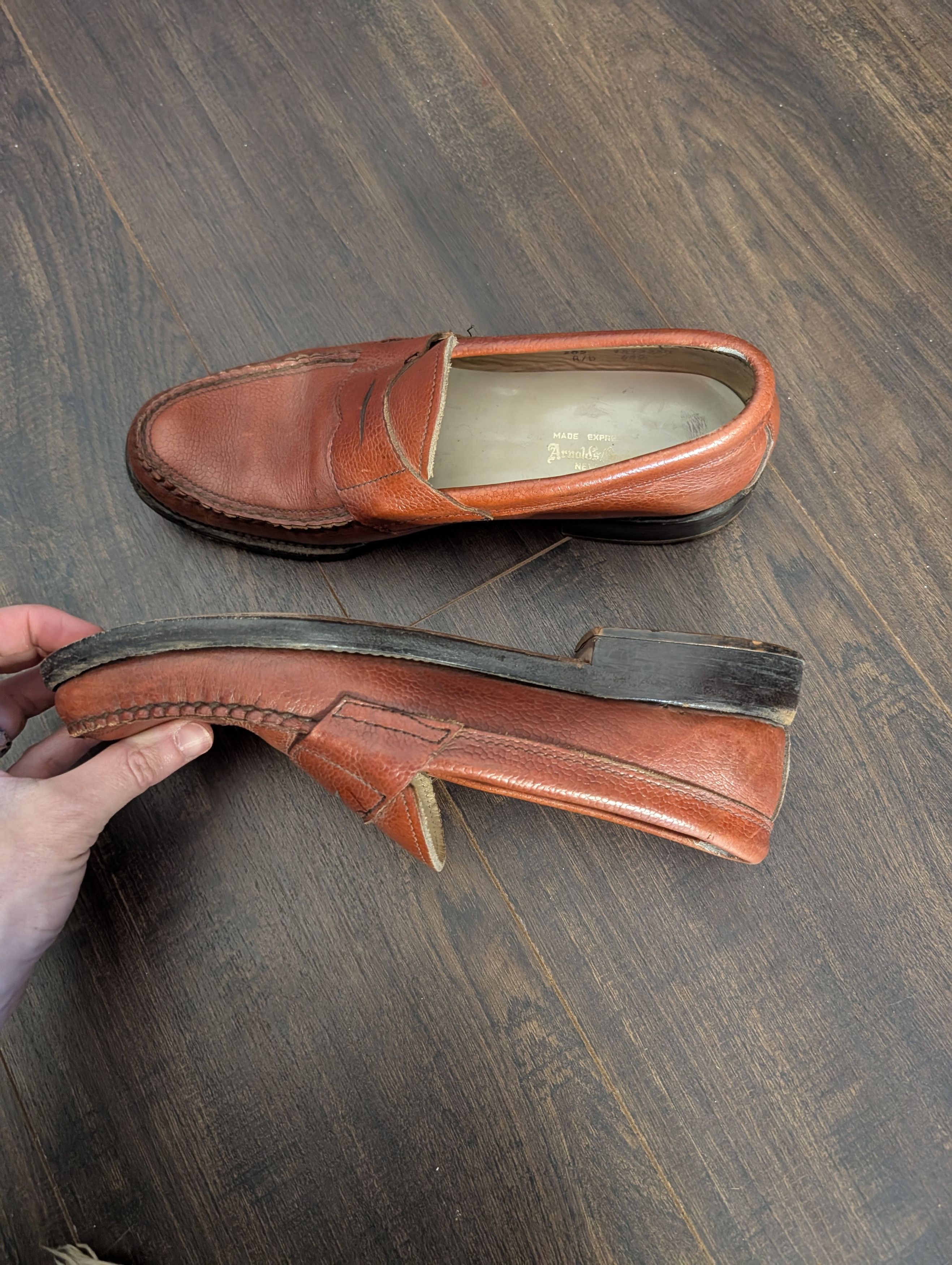 Handmade Vintage Arnold's Boot Shops New Haven loafers leather Size US 7.5 / EU 40-41 - 3 Thumbnail