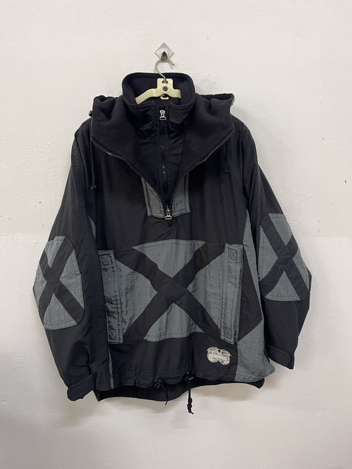 Japanese Brand 90s Snow Screw Glamorous Black Grey Half Zipper Pullover Size US L / EU 52-54 / 3 - 4 Thumbnail