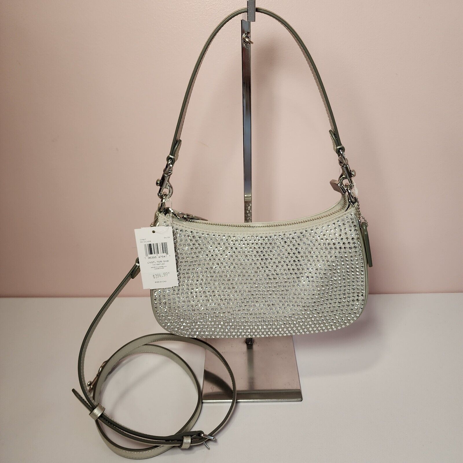 Coach NWT COACH CV937 TERI SHOULDER BAG Crystal Silver Size ONE SIZE - 3 Thumbnail