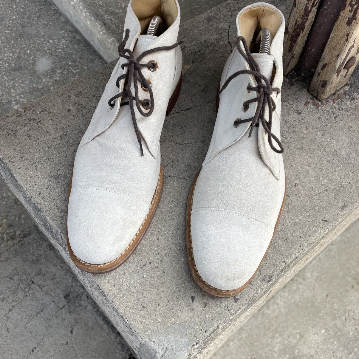 Balenciaga Balenciaga Cream White Suede Desert Boots Size US 11 / EU 44 - 6 Thumbnail