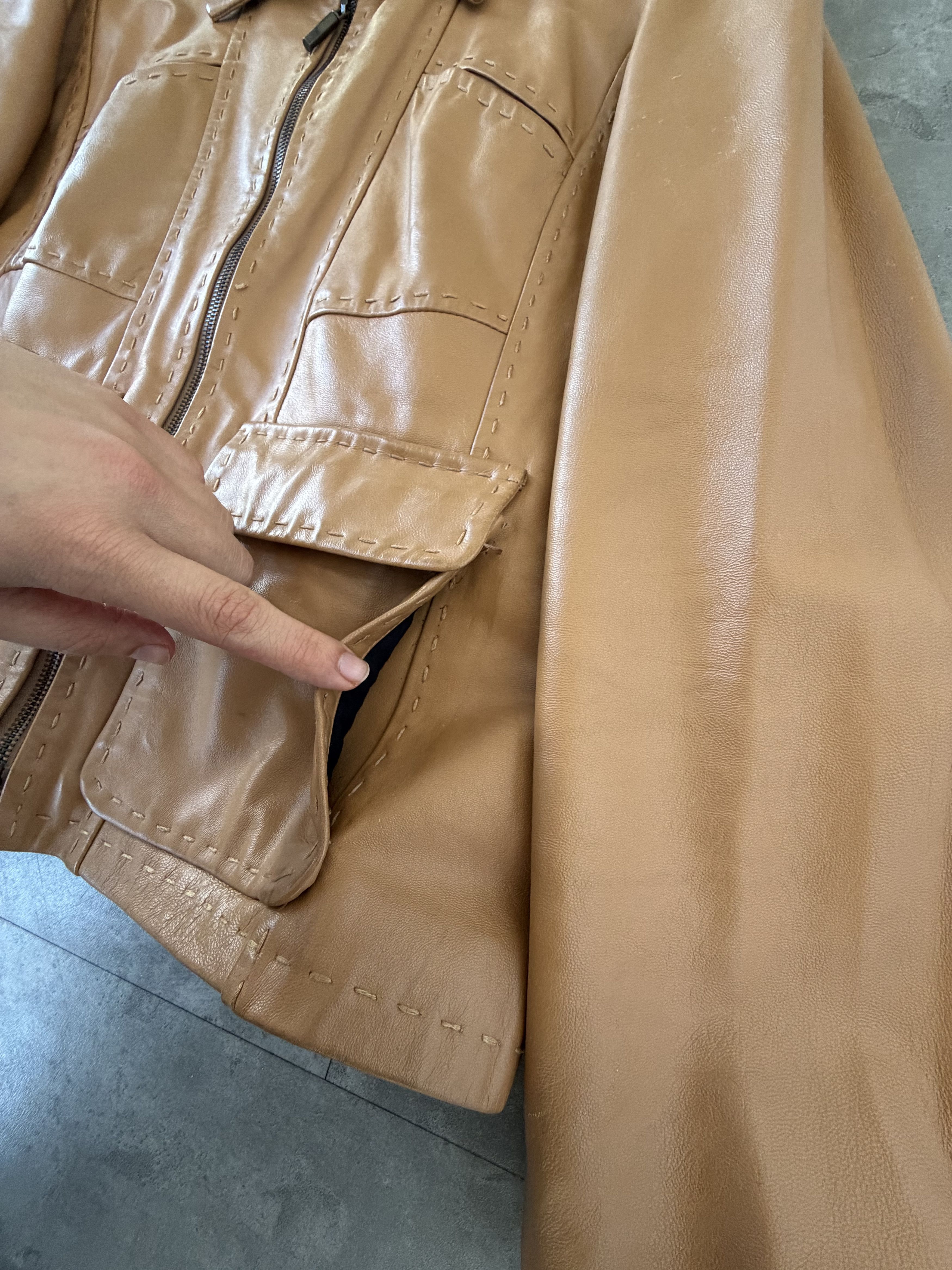 Roberto Cavalli ROBERTO CAVALLI Leather Jacket Brown Bomber Zip Vintage Size US M / EU 48-50 / 2 - 9 Thumbnail