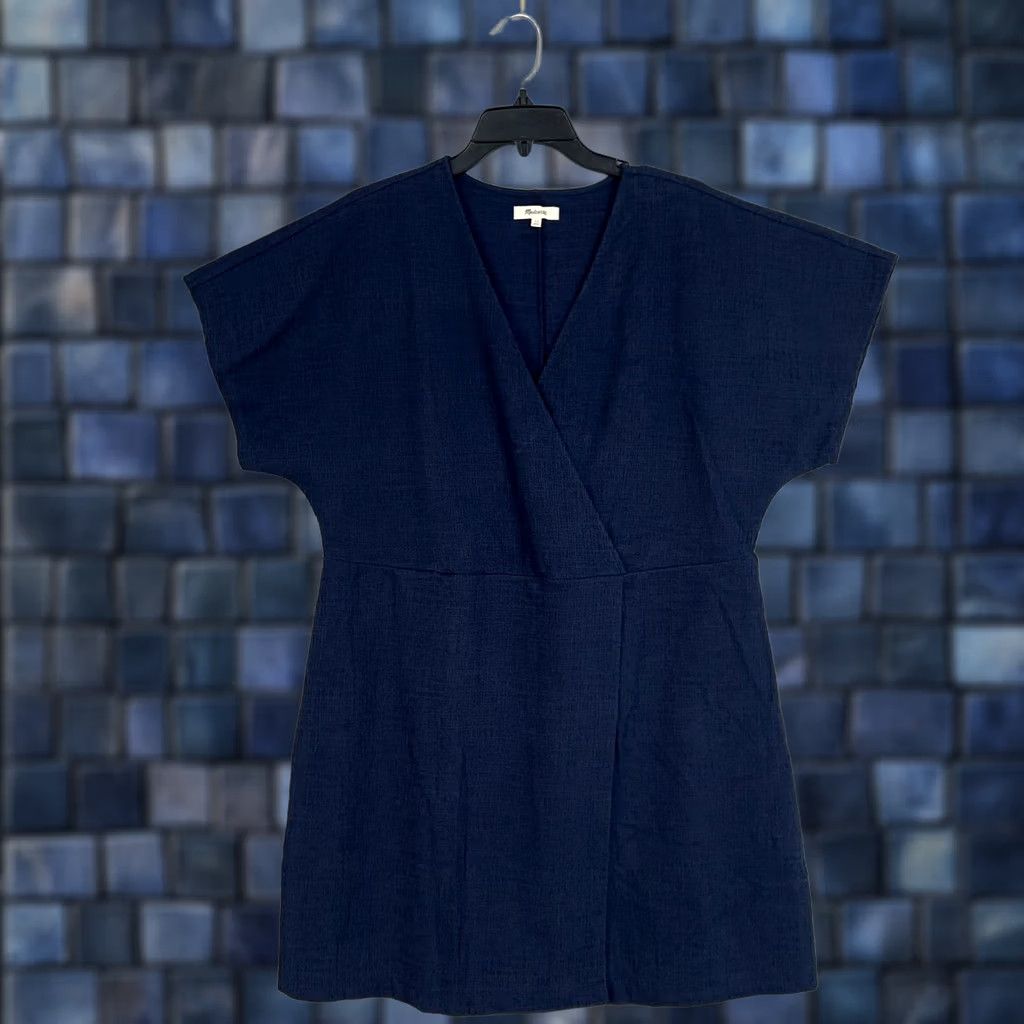 madewell navy blue dress Madewell Size 2 navy/white Print Pre-Owned Ladies Dress