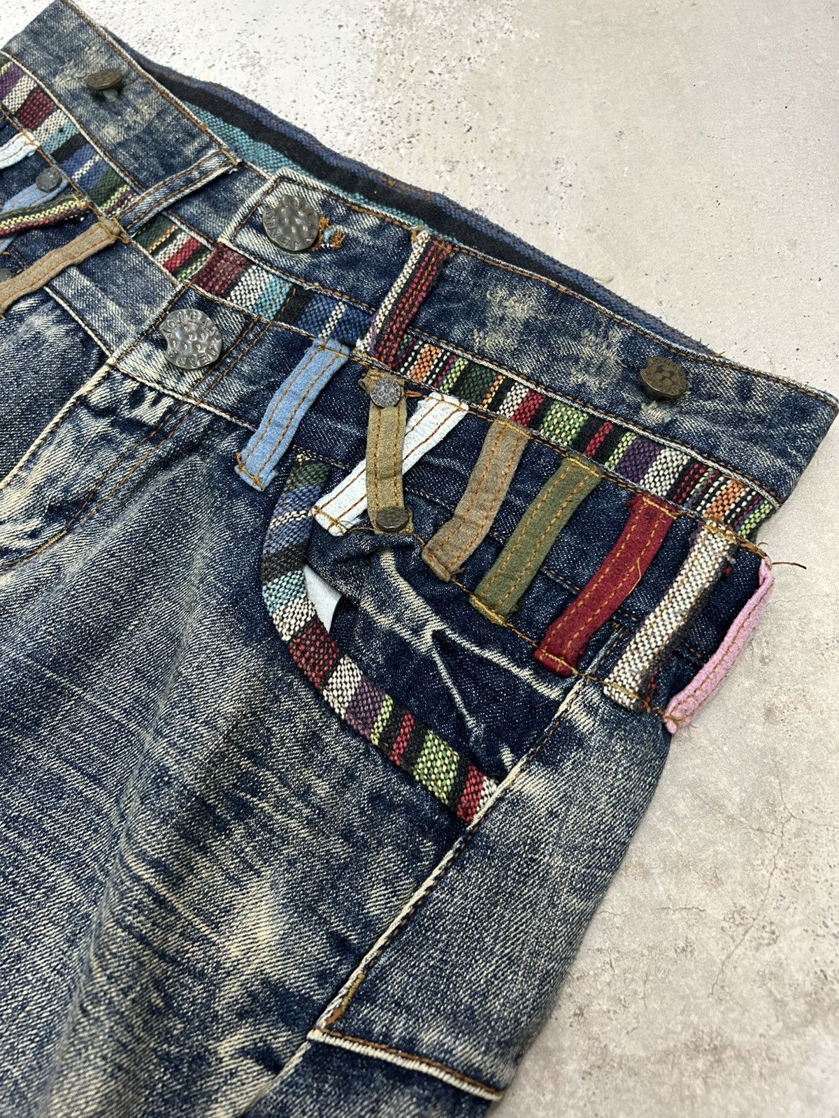 GOSTAR DE FUGA Vintage Joneaa Denim Double Waist Engineer Mud Washed Size US 31 - 10 Thumbnail