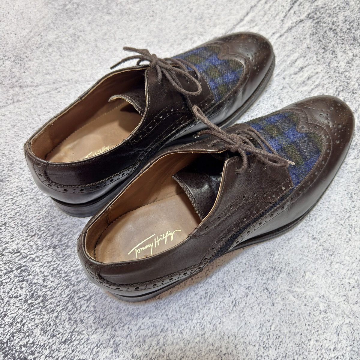 Abraham Moon & Sons × Handmade × Tommy Hilfiger Tommy Hilfiger&Abraham Moon Astor 1A Leather Tweed Brogues Size US 9 / EU 42 - 16 Thumbnail