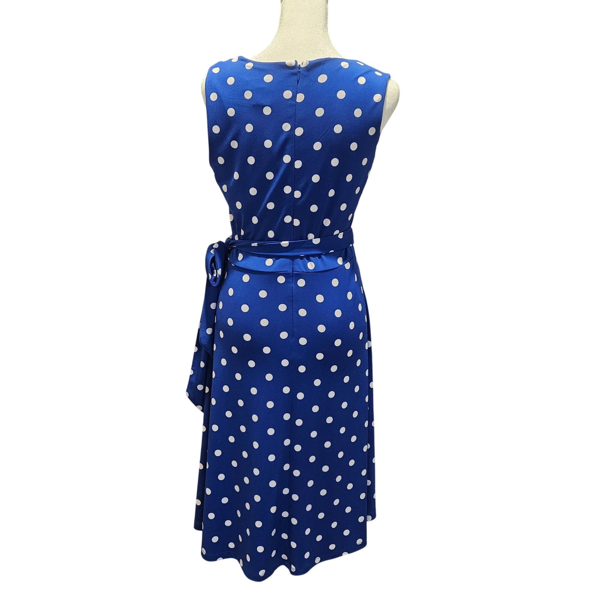 Other Jessica Howard Blue 8P Midi Dress Polka Dot Retro Chic Cotta Size M / US 6-8 / IT 42-44 - 4 Thumbnail