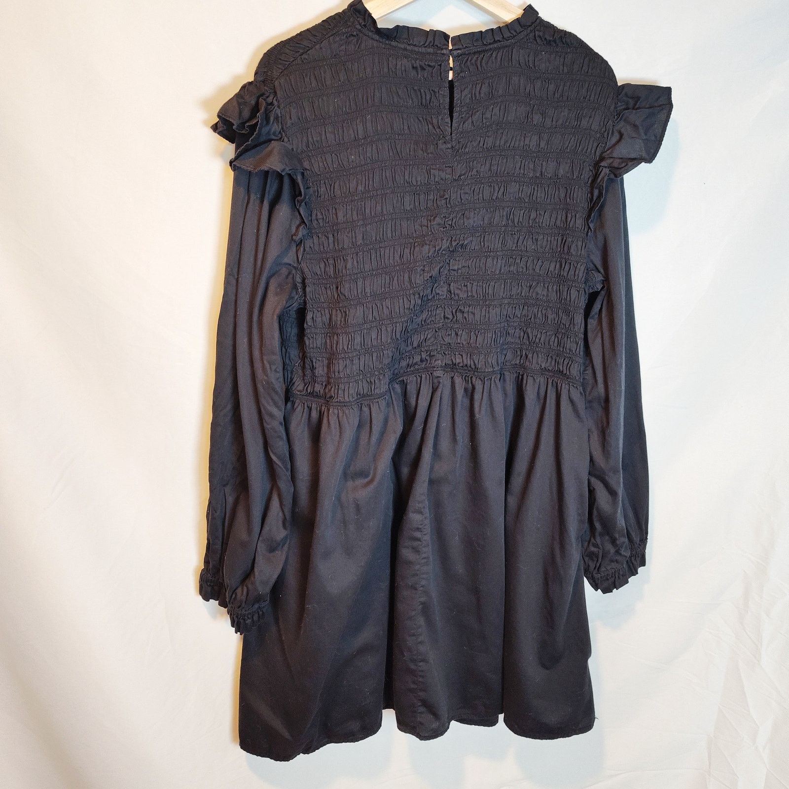 Gap GAP XXL Black Smocked Dress Ruffle Neck Long Sleeve Size XXL / US 16-18 / IT 52-54 - 6 Thumbnail