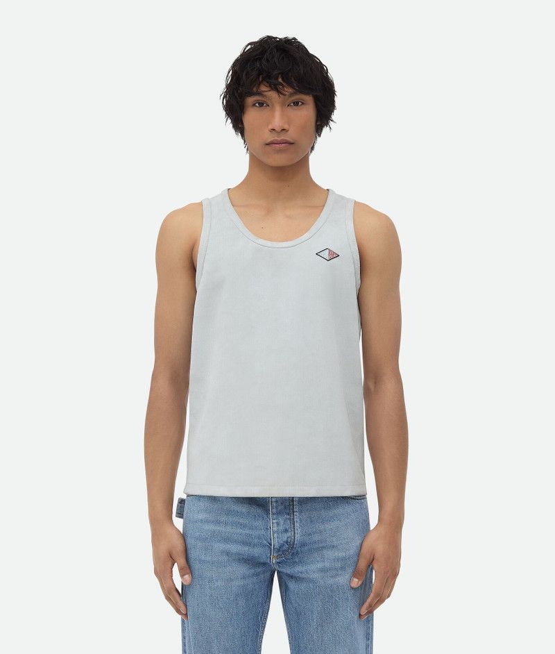 o1bcso1str0526 Jersey Rib Leather Tank Top in Stone White