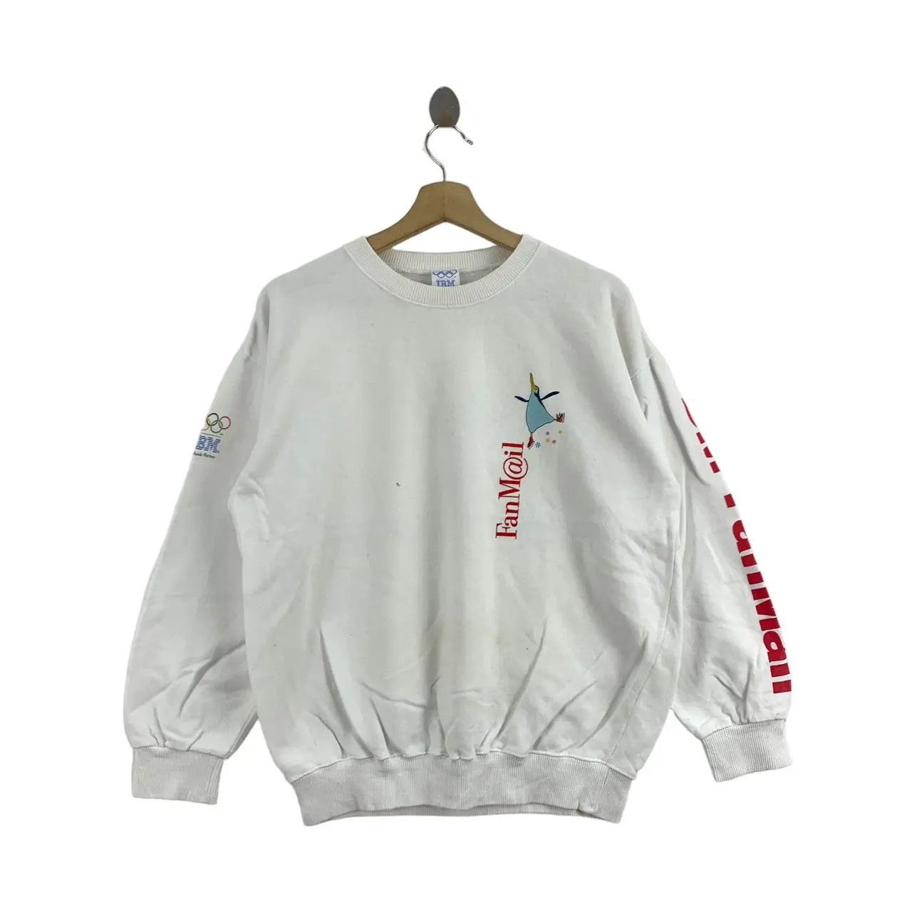 Disney Vtg 1998 IBM FAN MAIL x OLYMPIC NAGANO Penguin Sweatshirt Size M / US 6-8 / IT 42-44 - 2 Thumbnail