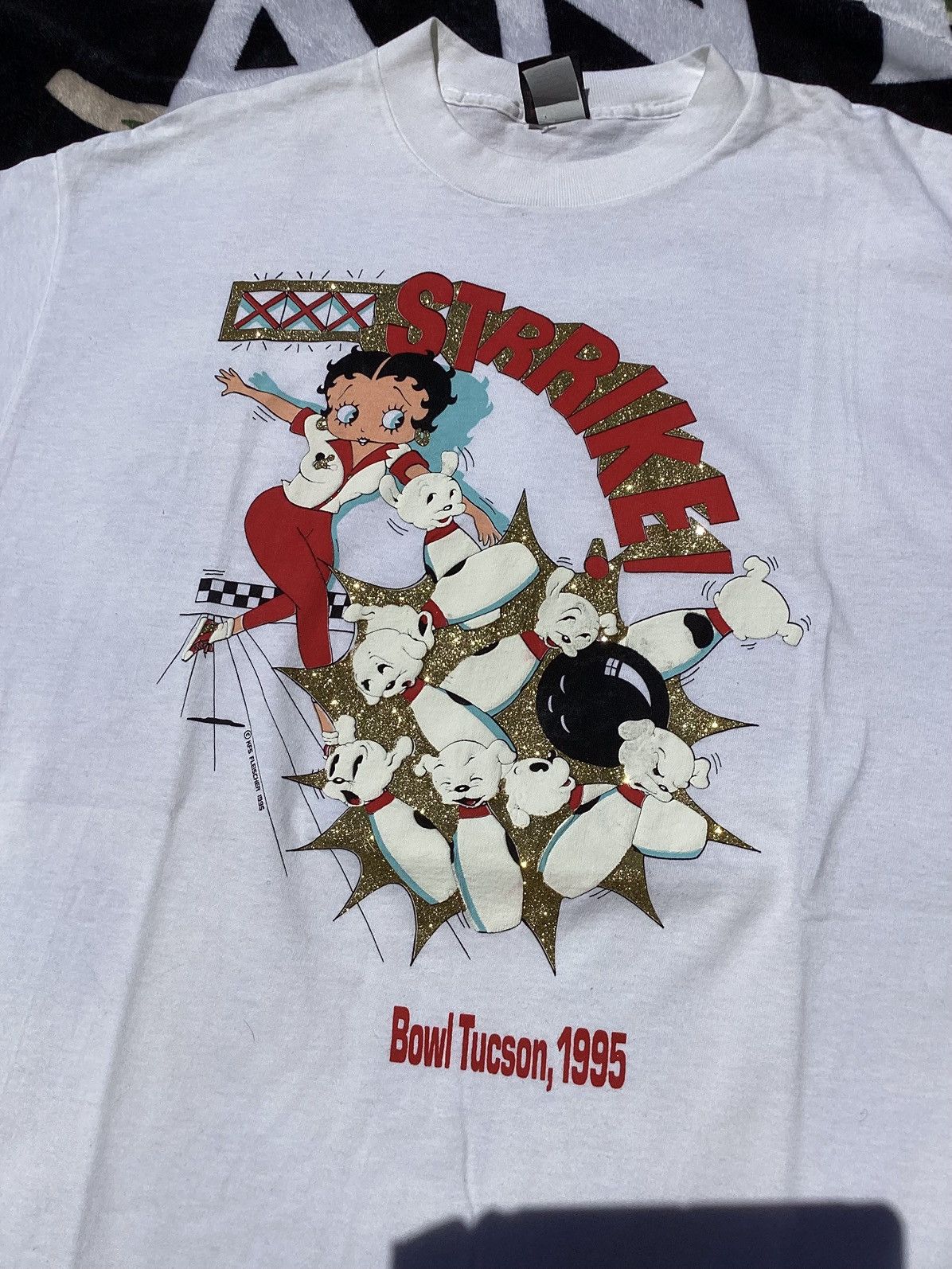 Vintage Vtg 95 Betty Boop Tucson bowling diamond dust USA made shirt Size US XL / EU 56 / 4 - 2 Thumbnail