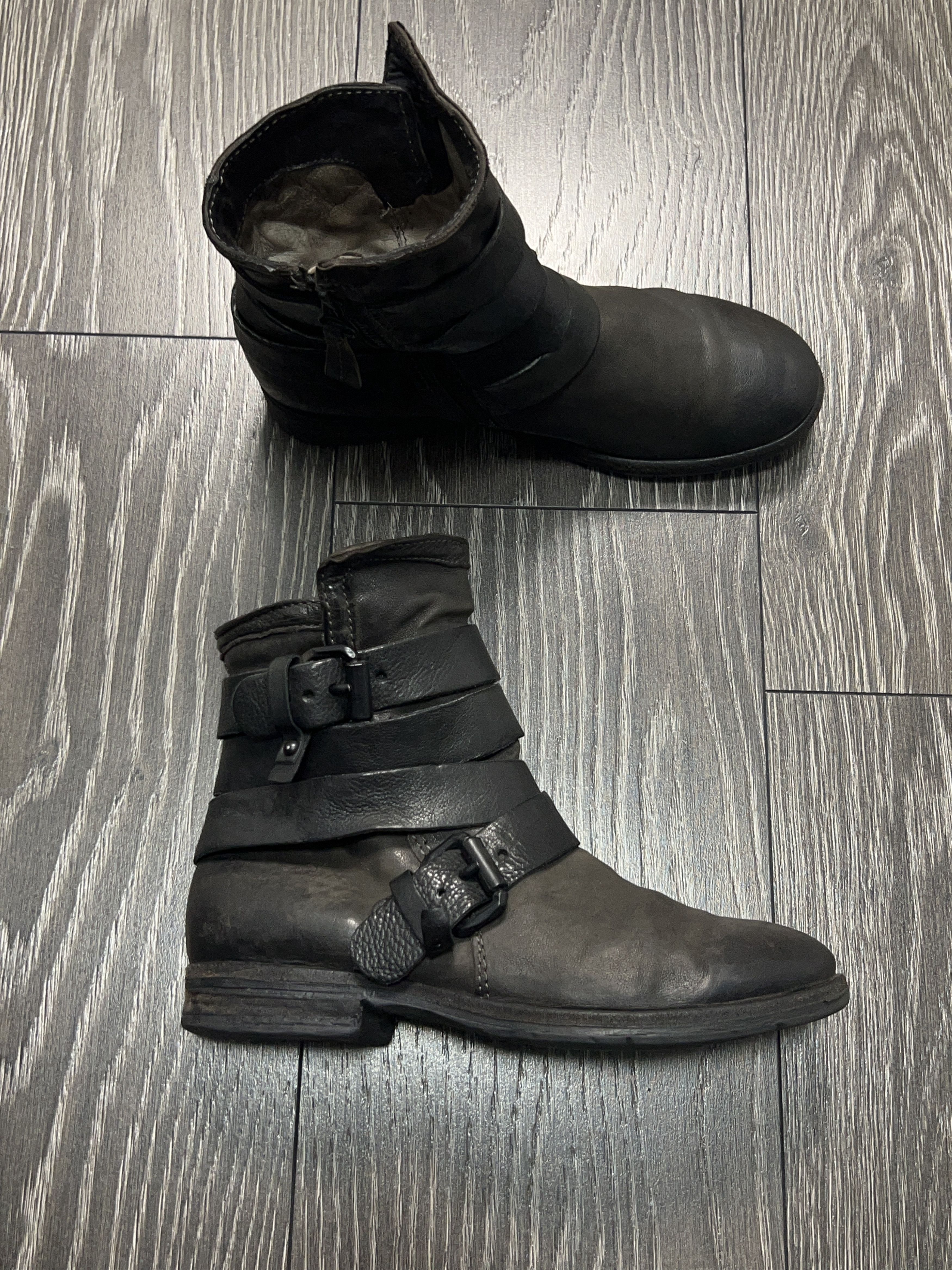 A.S.98 Womens Airstep Leather Zip Buckle Shoes Biker Gothic Style Size US 7 / IT 37 - 1 Thumbnail