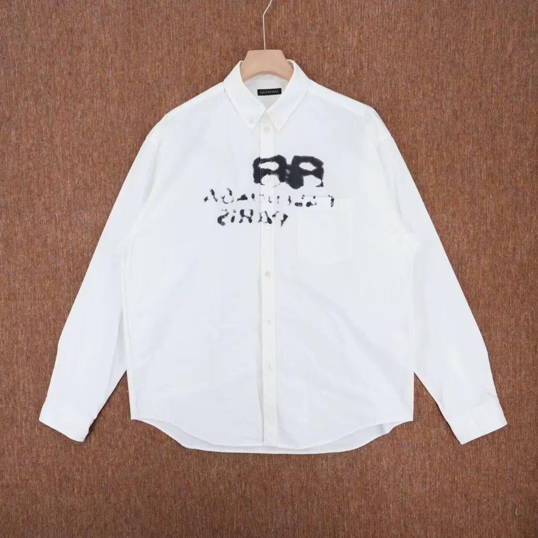 Balenciaga Balenciaga White Ink Letter Shirt Size US M / EU 48-50 / 2 - 1 Thumbnail