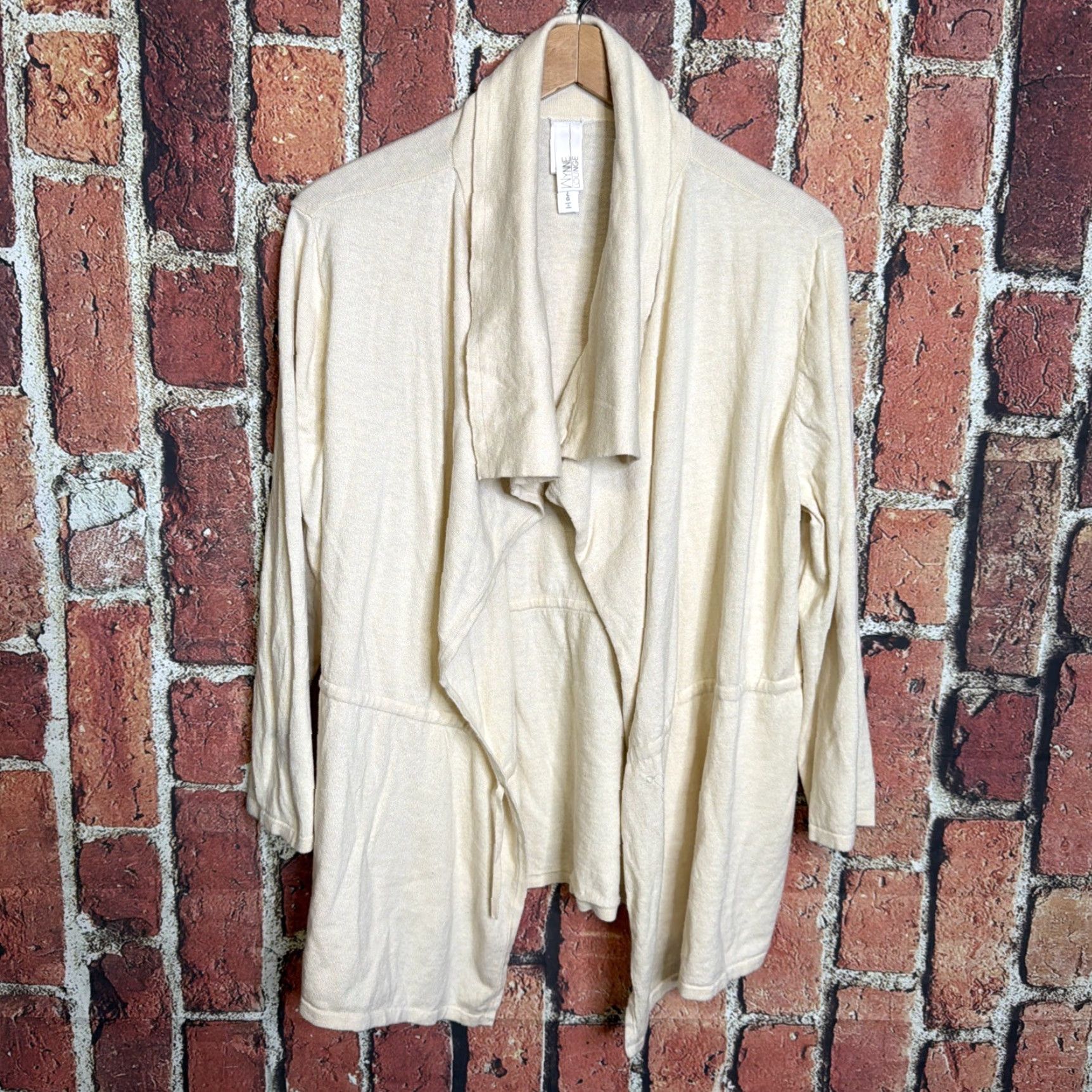 Vintage Marla Wynn Lounge Cardigan Womens Beige Cotton Large Regular Size L Sweater Size L / US 10 / IT 46 - 2 Thumbnail