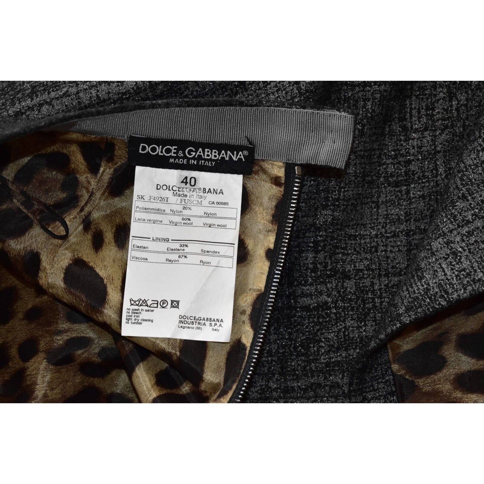 Dolce & Gabbana DOLCE & GABBANA Black/Gray Pattern Wool Pencil Skirt Size 40 Size 25" / US 0 / IT 36 - 4 Thumbnail