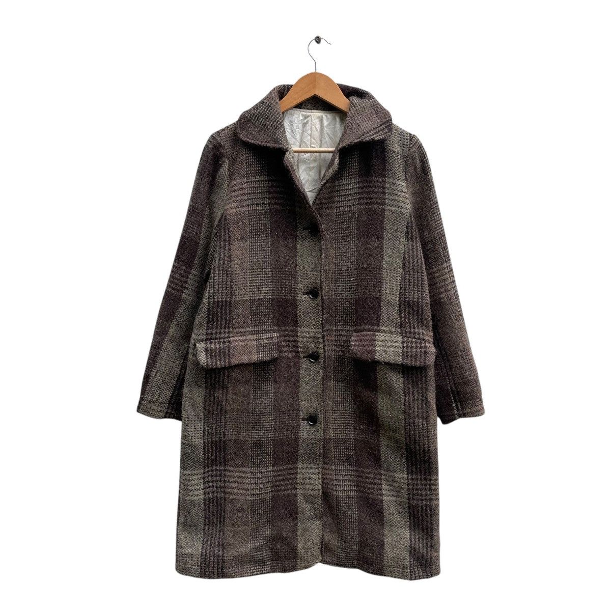 💥Vintage Harris Tweed Balmacaan Checked Shadow Plaid Jacket