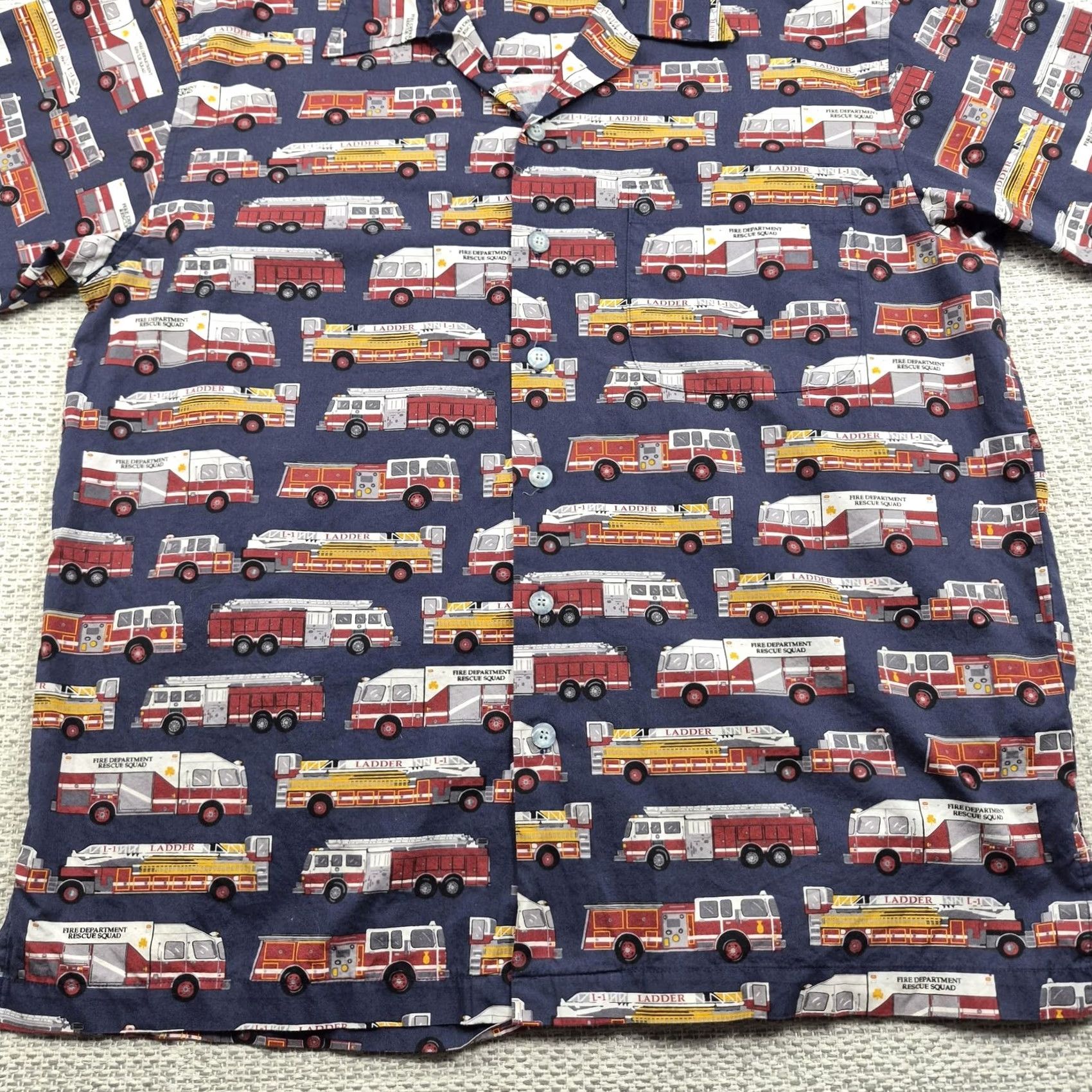 Vintage Kimoshan Button Up Shirt Mens Large Casual Fire Truck Print Short Sleeve Size US L / EU 52-54 / 3 - 4 Thumbnail