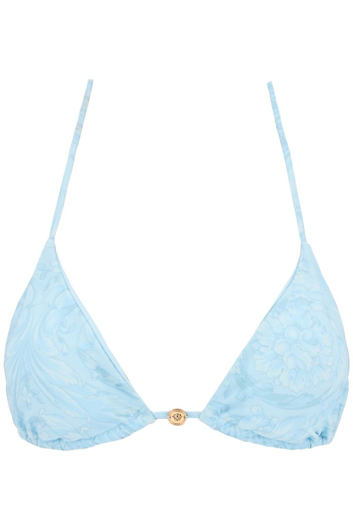 image of Versace Baroque Bikini Top in Pale Blue, Women's (Size XL)