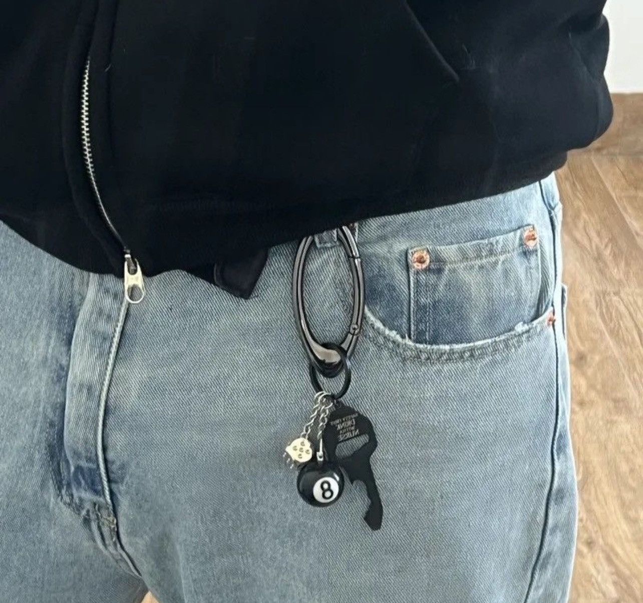Jewelry 3D Black No 8 Billiard Keychain Lucky Dice Key Chain Size ONE SIZE - 2 Thumbnail
