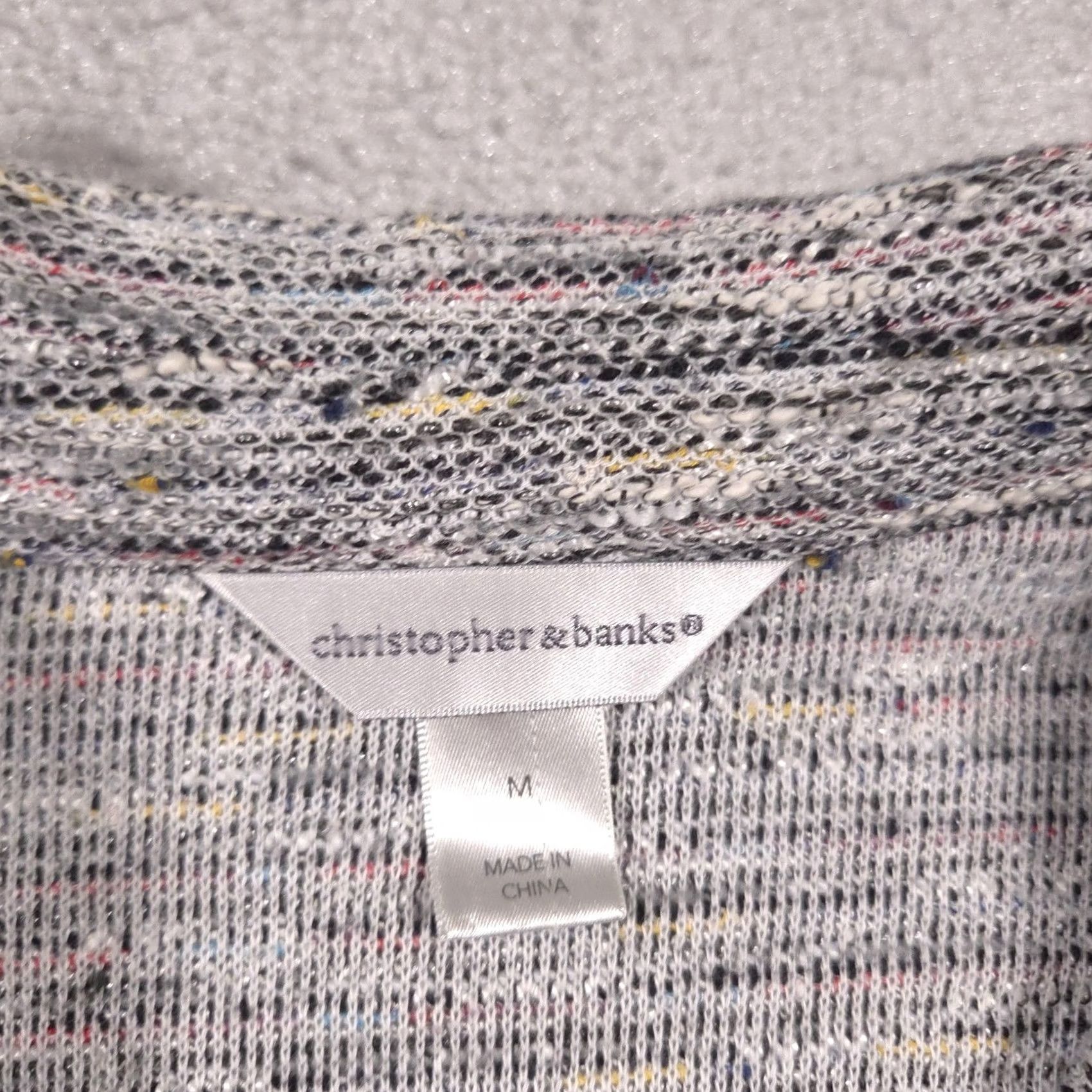 Vintage Christopher & Banks Jacket Womens M Gray Knit Moto Zip Snap Lapel Pockets Size M / US 6-8 / IT 42-44 - 5 Thumbnail