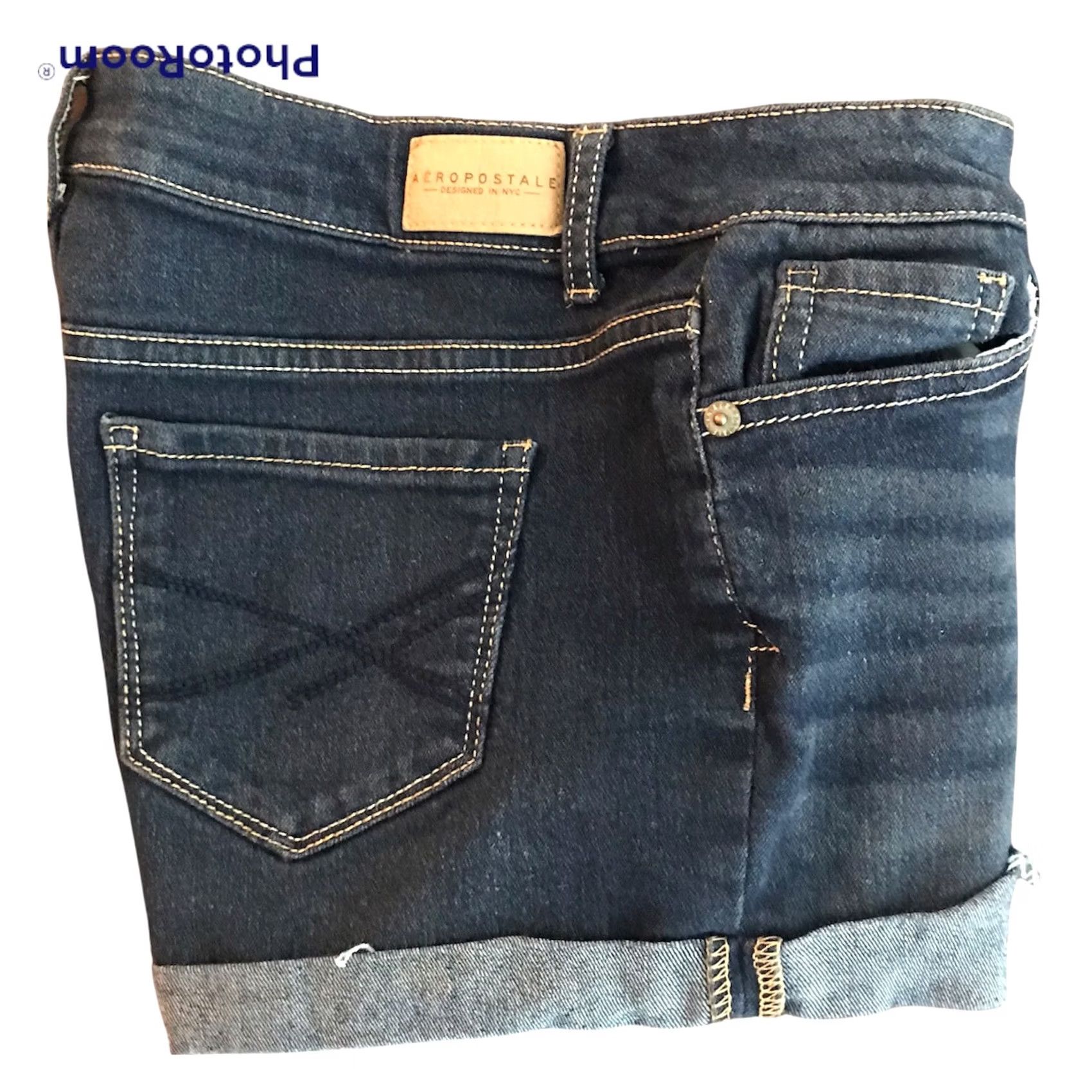 Vintage Aéropostale Shorts Midi Distressed Low Rise Denim Jean Sz 2 Cut Offs Dark Wash Size 26" / US 2 / IT 38 - 5 Thumbnail