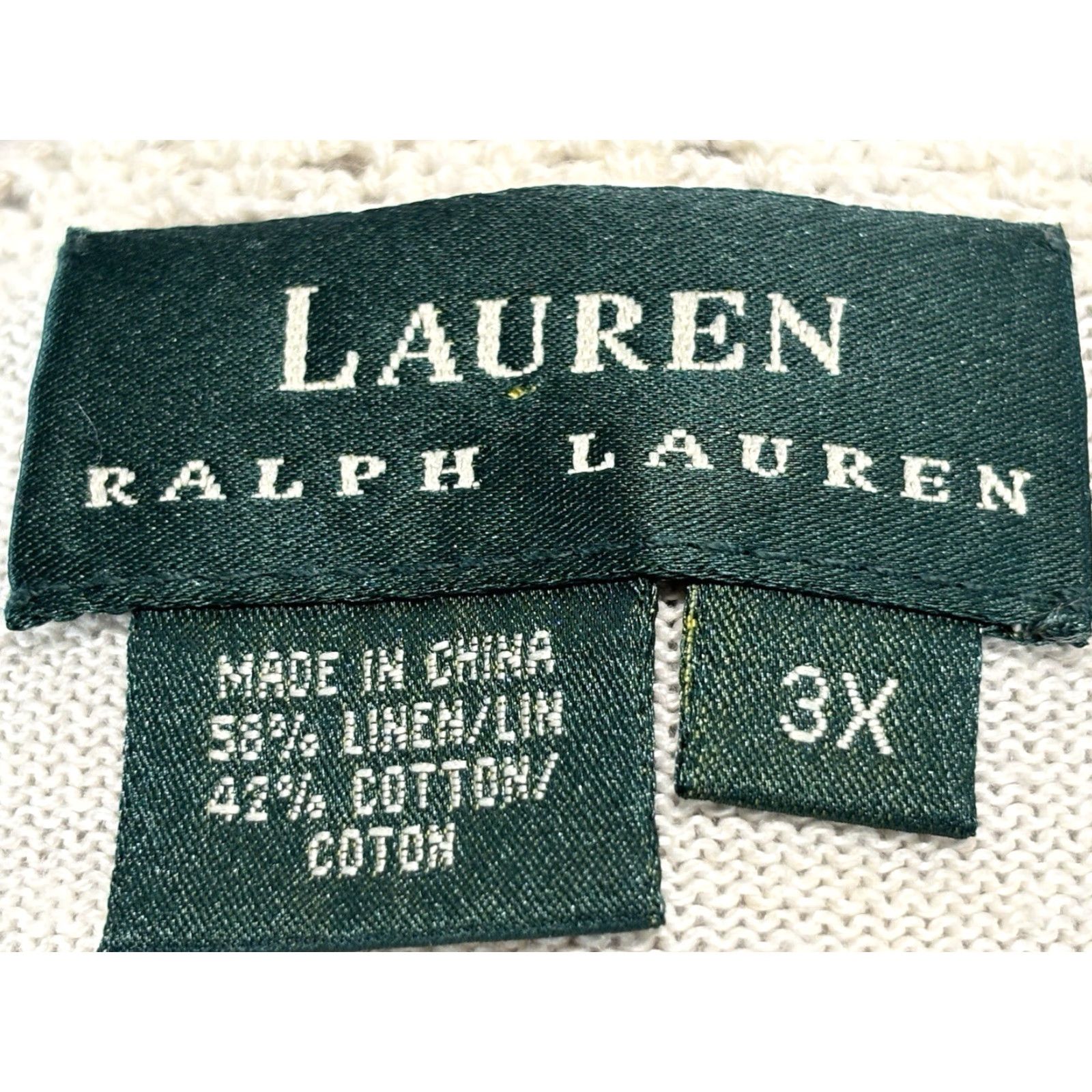 Ralph Lauren VINTAGE Lauren Ralph Lauren Women's Sweater Pullover Knit Long Sleeve Plus 3X Ivory Coastal Spring Summer Beach Classic Lightweight Breathable Size XXL / US 16-18 / IT 52-54 - 7 Thumbnail