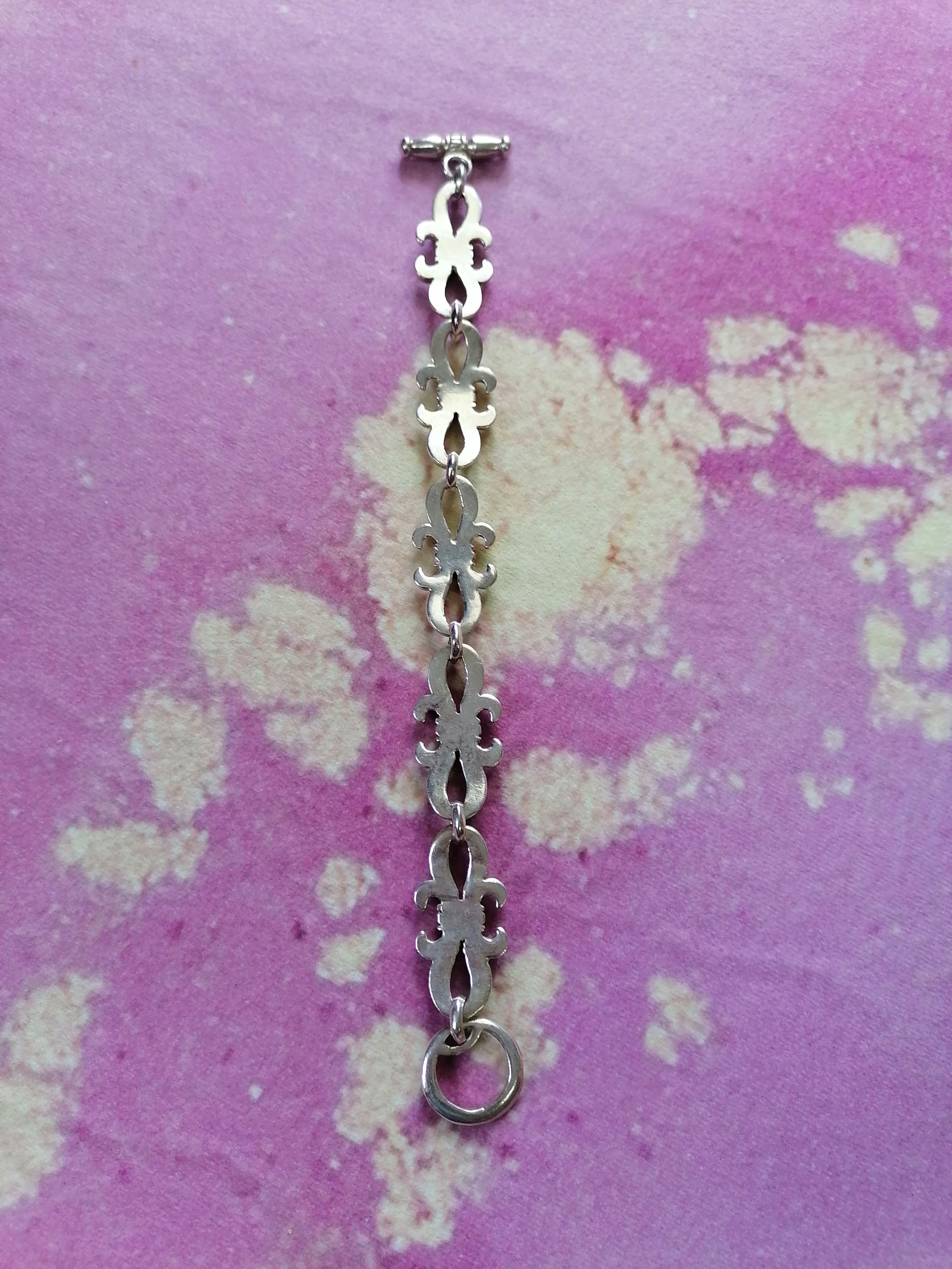 Handmade 925 Silver Fleur De Lys ICONIC CH Bracelet Size ONE SIZE - 4 Thumbnail