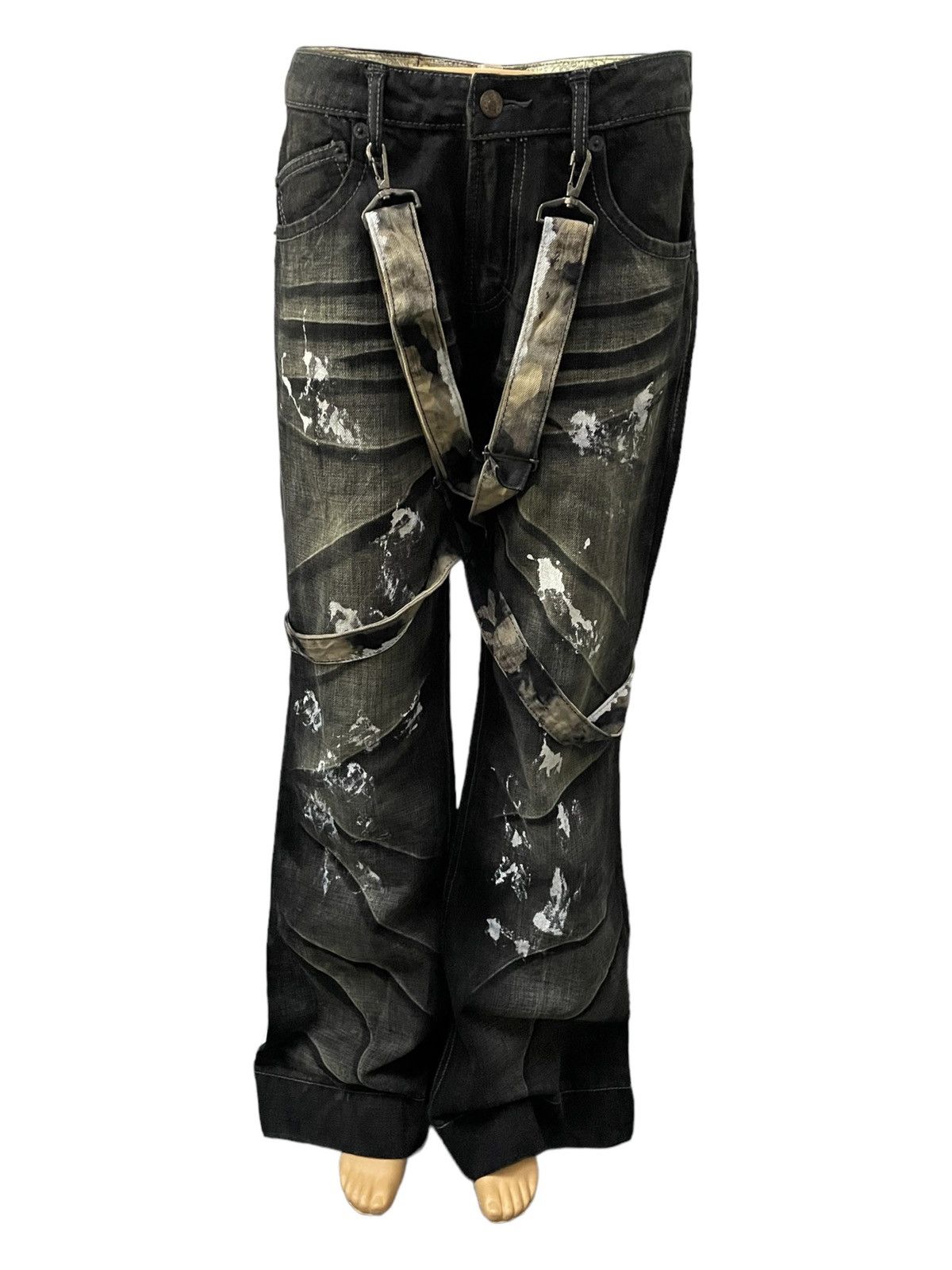 Luxuria Japan Flared Wide Leg Loose Laser Wash Man Jeans