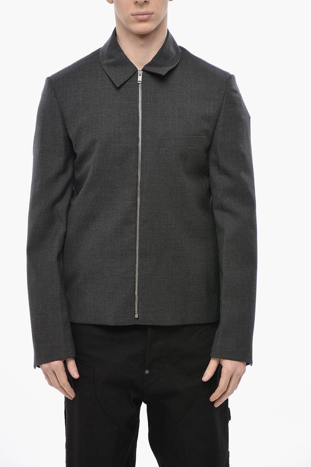 Givenchy Wool Full-Zip Overshirt with Chest Pocket Size US S / EU 44-46 / 1 - 1 Thumbnail
