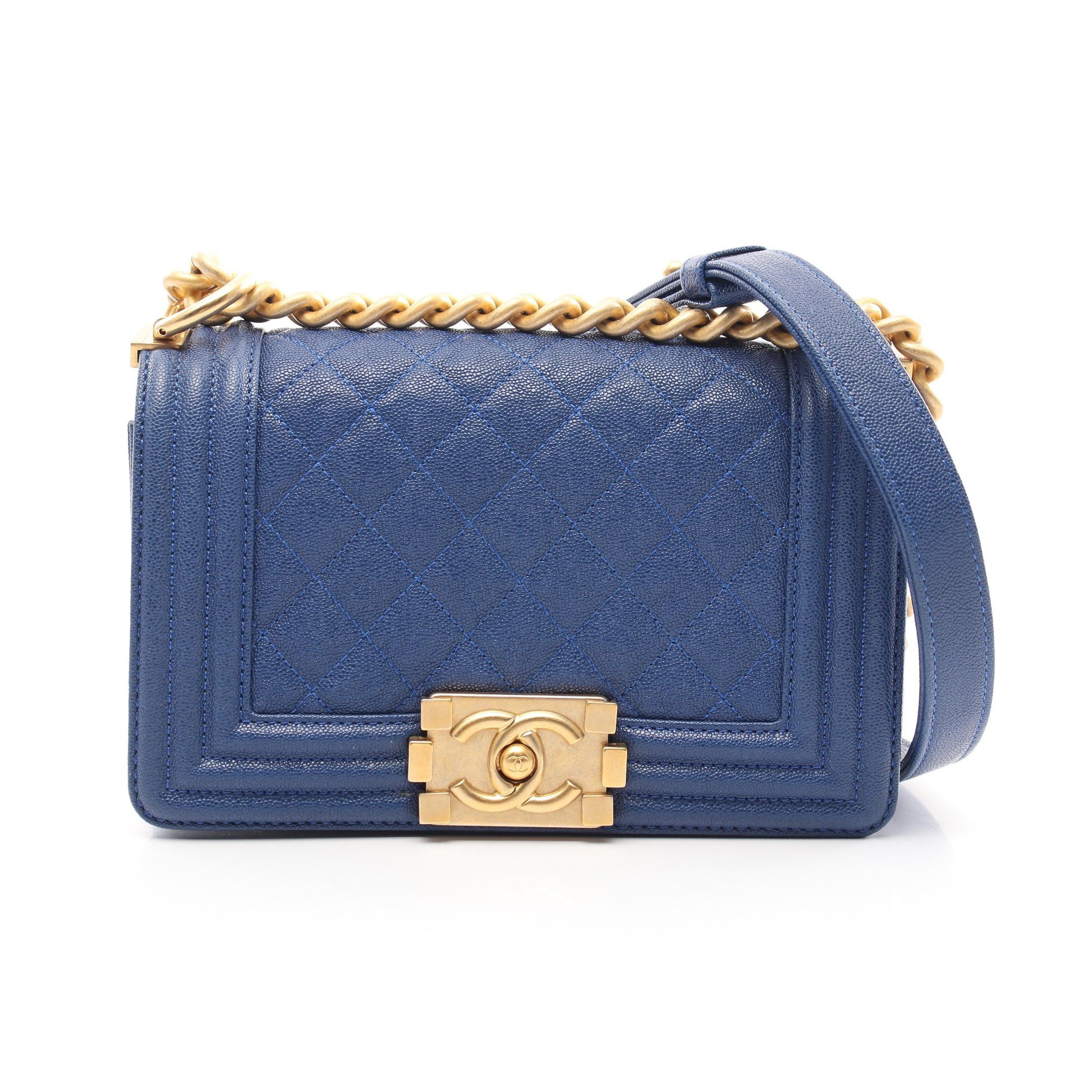 Chanel Chanel Boy Chanel Small Chain Shoulder Bag Caviar Skin Blue Gold Hardware Size ONE SIZE - 1 Thumbnail