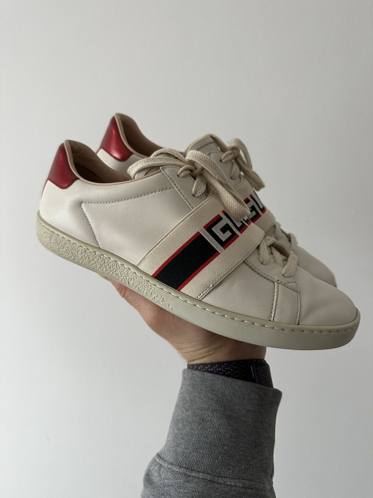 Gucci GUCCI Ace ‘Stripe Ivory’ low top sneakers leather 525269 Size US 9 / IT 39 - 2 Thumbnail