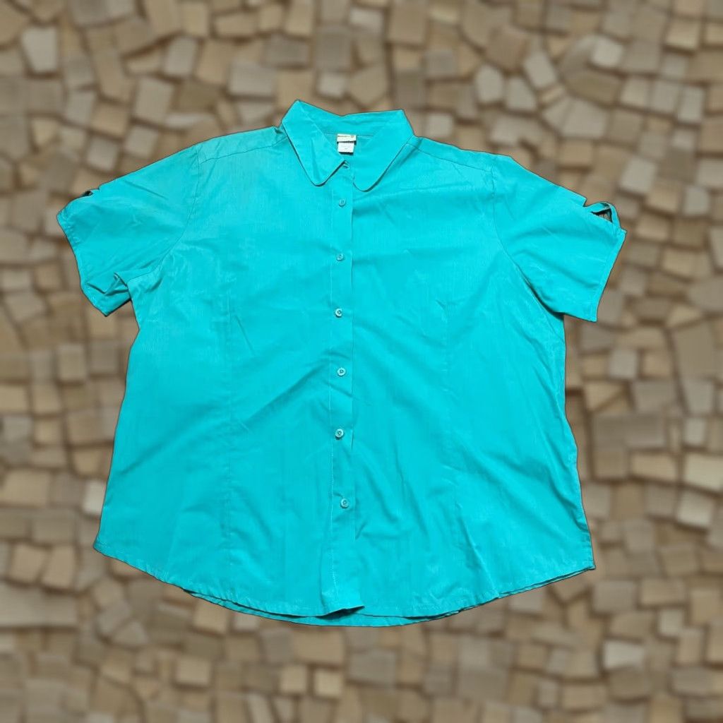 Vintage BocaBay Shirt Womens XX Teal Button Up Open Slit Sleeves Casual Modern Fall Spring Summer Size XXL / US 16-18 / IT 52-54 - 1 Thumbnail