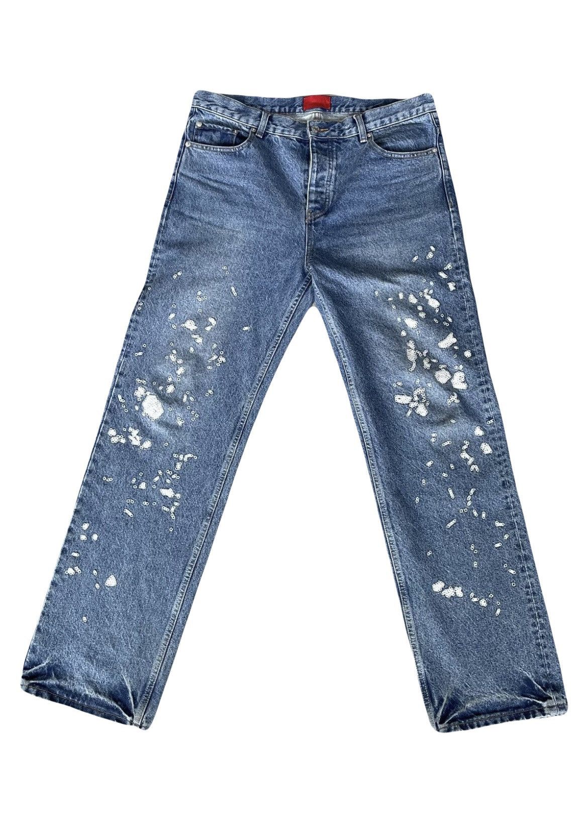 Fugazi Fugazi Chain Splatter Stitched Denim Jeans Size US 34 / EU 50 - 1 Thumbnail