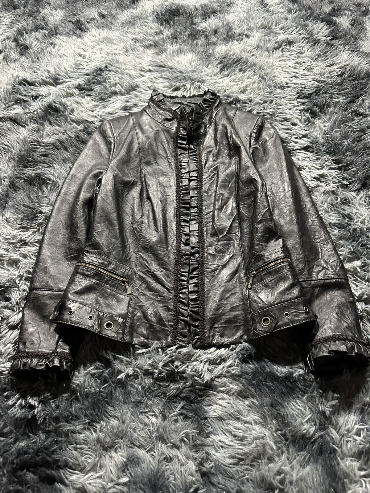 If Six Was Nine Vintage Japanese Asymmetric Zip Real Leather