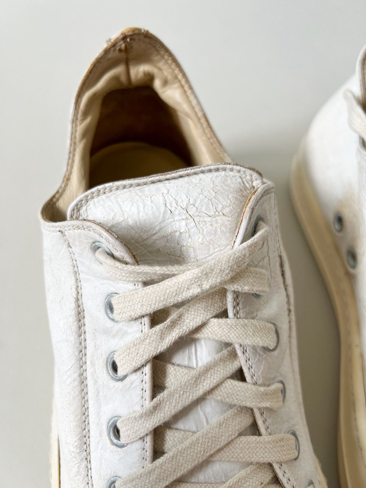 Rick Owens Rick Owens White Painted Leather Low Ramones Size US 8 / EU 41 - 12 Thumbnail