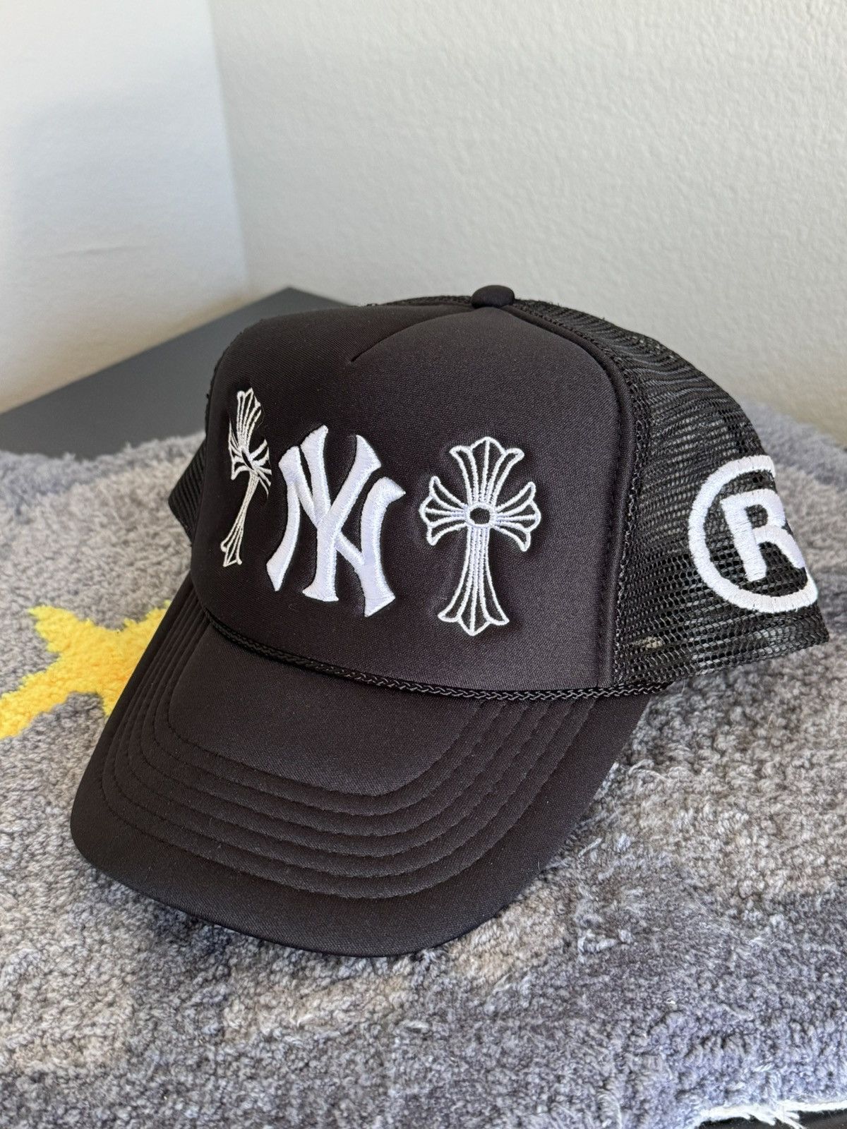 New york yankees trucker hat w chrome heart crosses custom