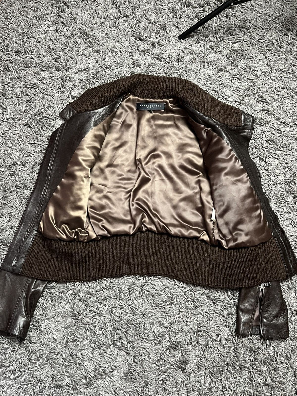 Japanese Brand Ventcouvert Paris Brown Leather Bomber Jacket Knit Collar Size M / US 6-8 / IT 42-44 - 8 Thumbnail
