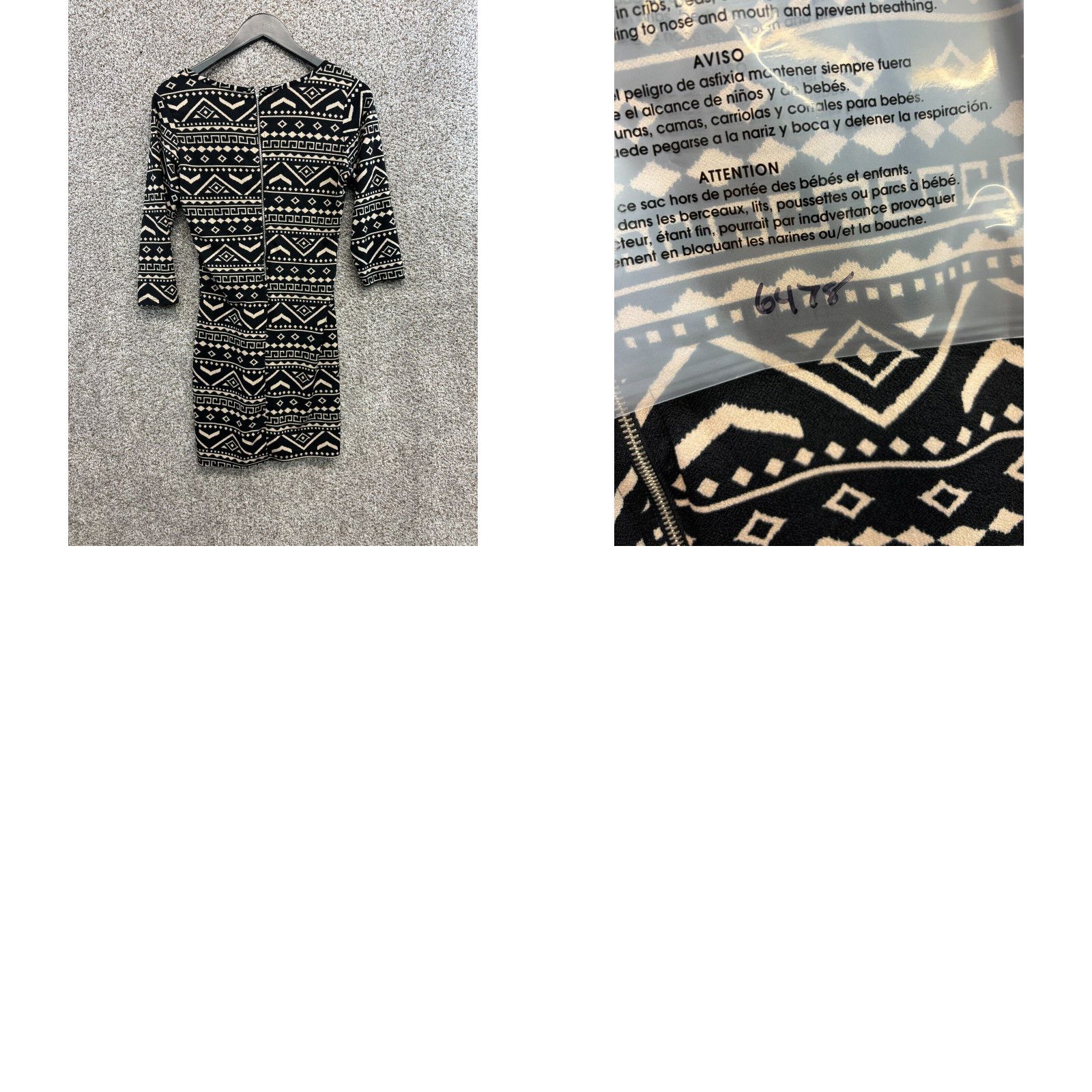 Vintage Urban Rose Mini Bodycon Dress Black/Ivory Aztec Print Scoop Neck  Juniors Size L | Grailed