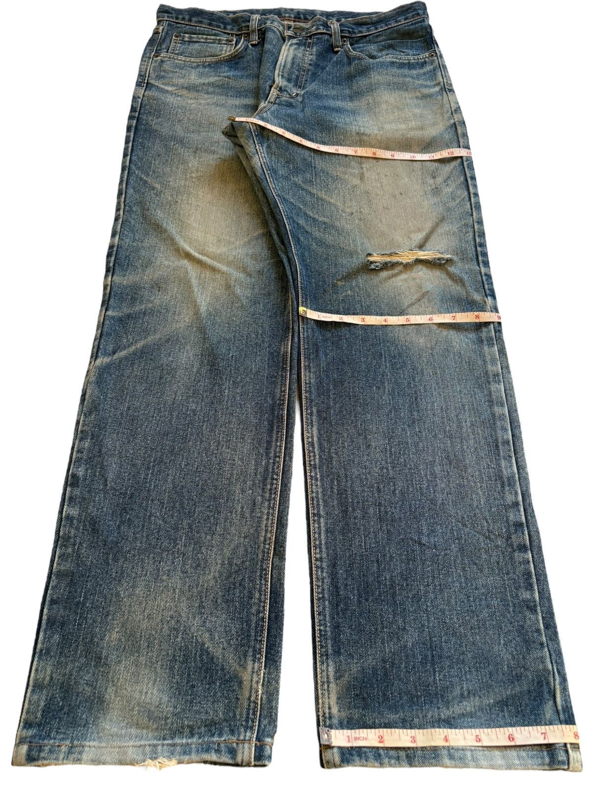 Edwin Vintage Edwin Mud Wash Distressed Ripped Loose Jeans Size US 34 / EU 50 - 14 Thumbnail