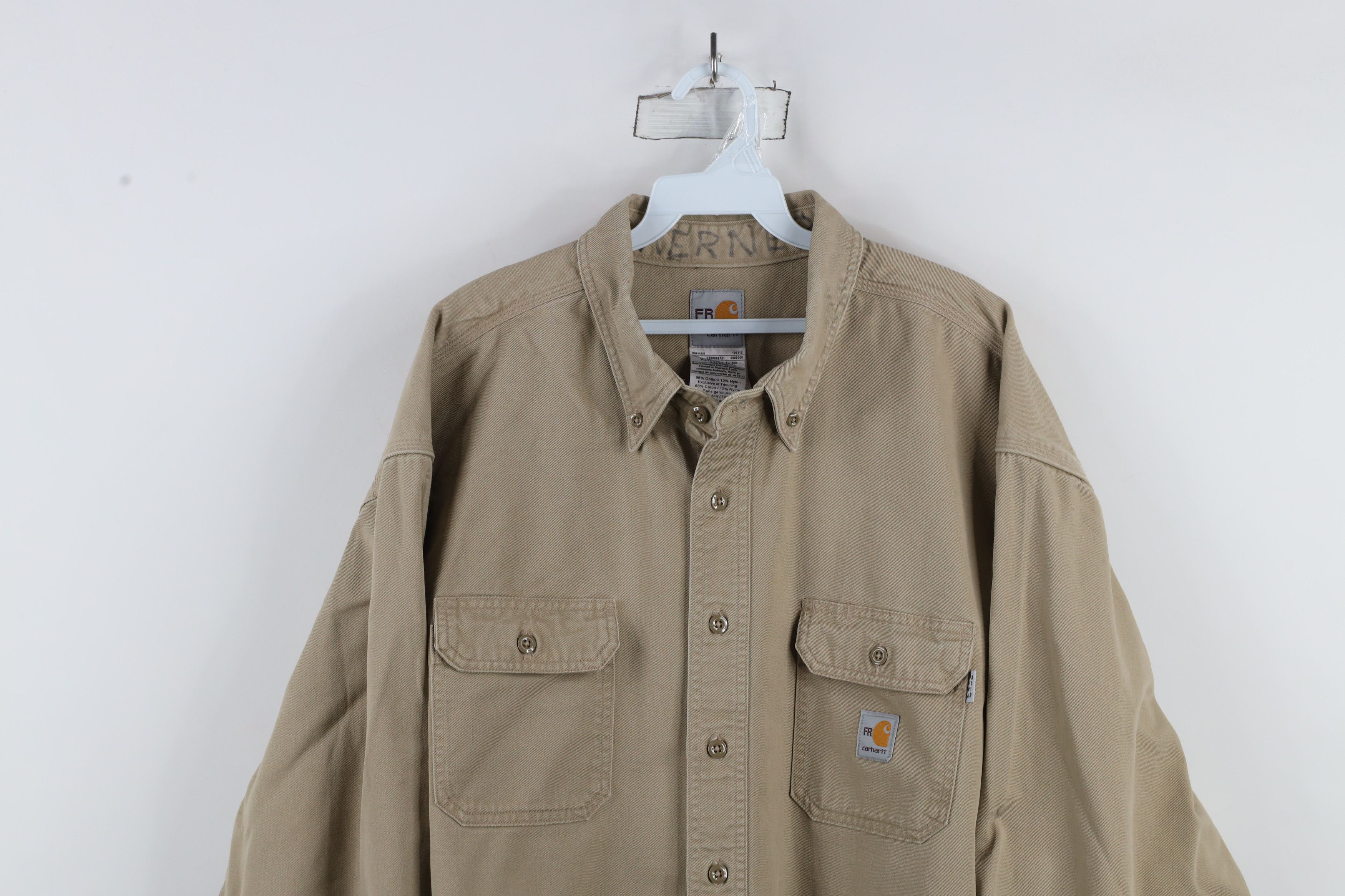 Carhartt × Vintage Vintage Carhartt FR Fire Flame Resistant Button Down Shirt Size US XXL / EU 58 / 5 - 2 Thumbnail