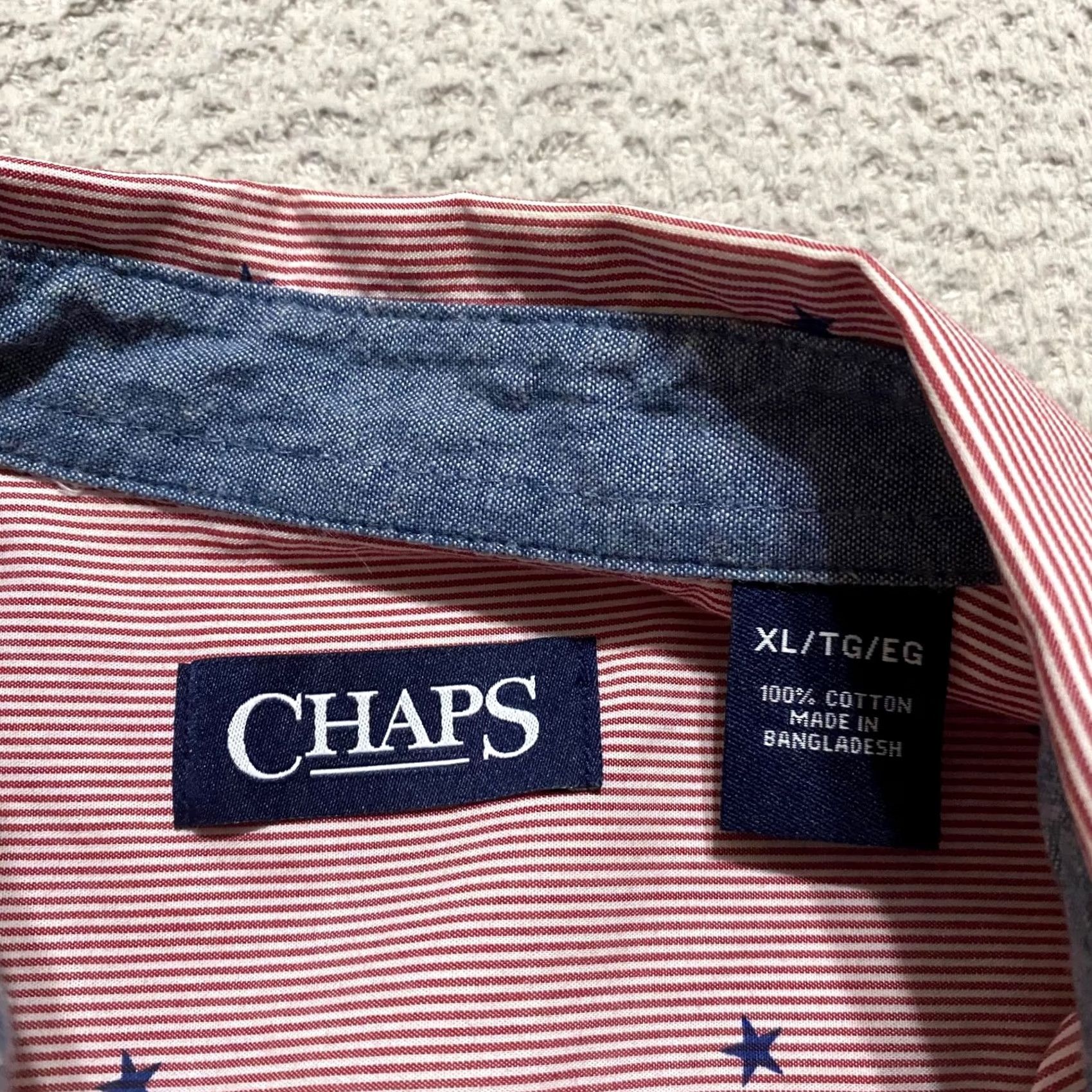 Chaps Chaps Mens XL Shirt Red Striped Button-Down Short Sleeve (Casual) Size US XL / EU 56 / 4 - 3 Thumbnail
