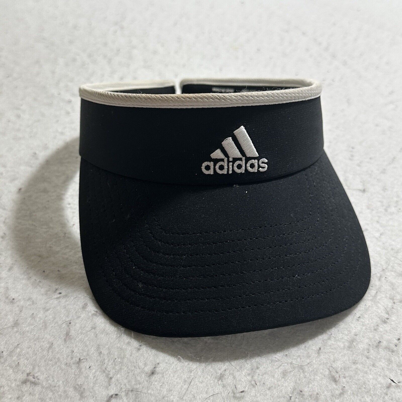Adidas Adidas Women's Adjustable Visor Hat Black White Logo Size ONE SIZE - 2 Thumbnail